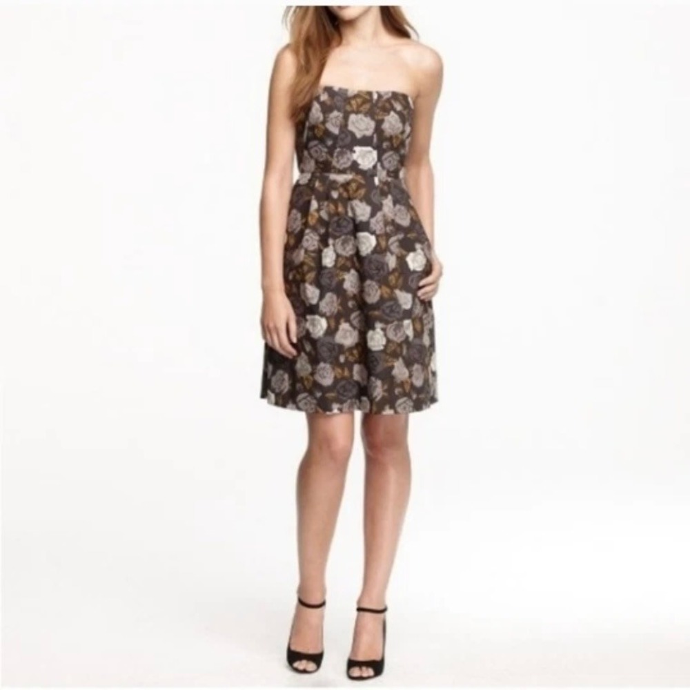 J Crew Marielle Strapless Mini Dress in Solstice Floral Gray Womens 0
